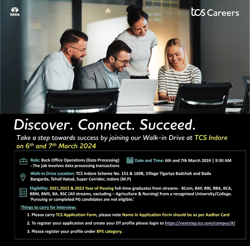 TCS BPS - Walk-In Drive for FRESHERS on 6th & 7th Mar 2024